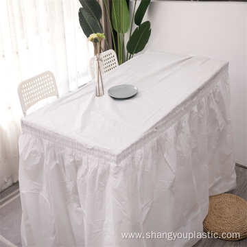 White Solid Color Plastic Pe/Peva Table Skirt